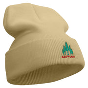 Redwood Forest Logo Embroidered 12 Inch Solid Long Beanie Made in USA - Khaki OSFM