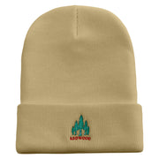 Redwood Forest Logo Embroidered 12 Inch Solid Long Beanie Made in USA - Khaki OSFM