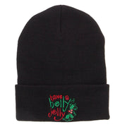 Have a Holly Jolly Embroidered Long Beanie