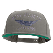 Licensed Army Aviator Veteran Embroidered 5 Panel Flat Bill Twill Snapback Solid Cap - Dk-Grey OSFM