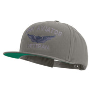 Licensed Army Aviator Veteran Embroidered 5 Panel Flat Bill Twill Snapback Solid Cap - Dk-Grey OSFM