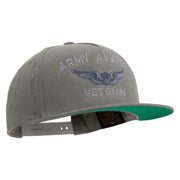 Licensed Army Aviator Veteran Embroidered 5 Panel Flat Bill Twill Snapback Solid Cap - Dk-Grey OSFM