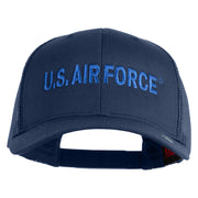 US Air Force Blue Letter Embroidered Solid Cotton Mesh Cap - Navy OSFM