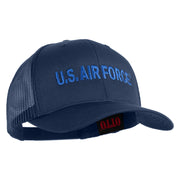 US Air Force Blue Letter Embroidered Solid Cotton Mesh Cap - Navy OSFM