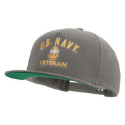 Licensed Navy USN Veteran Embroidered 5 Panel Flat Bill Twill Snapback Solid Cap - Dk-Grey OSFM