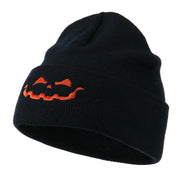 Halloween Jack o Lantern Face Embroidered Long Beanie