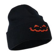 Halloween Jack o Lantern Face Embroidered Long Beanie