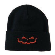 Halloween Jack o Lantern Face Embroidered Long Beanie