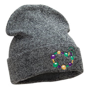 Mardi Gras Beads Embroidered Long Beanie