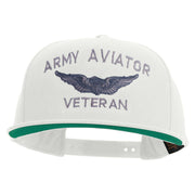 Licensed Army Aviator Veteran Embroidered 5 Panel Flat Bill Twill Snapback Solid Cap - White OSFM