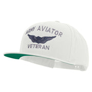 Licensed Army Aviator Veteran Embroidered 5 Panel Flat Bill Twill Snapback Solid Cap - White OSFM