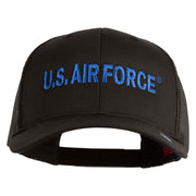 US Air Force Blue Letter Embroidered Solid Cotton Mesh Cap - Charcoal OSFM