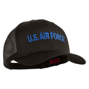 US Air Force Blue Letter Embroidered Solid Cotton Mesh Cap - Charcoal OSFM