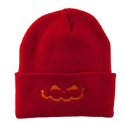 Halloween Jack o Lantern Face Embroidered Long Beanie