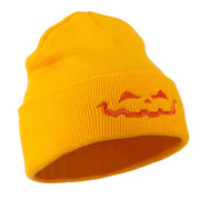 Halloween Jack o Lantern Face Embroidered Long Beanie