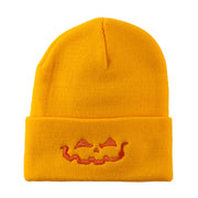 Halloween Jack o Lantern Face Embroidered Long Beanie