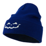 Halloween Jack o Lantern Face Embroidered Long Beanie