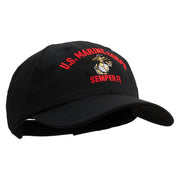 US Marine Corps Semper Fi Embroidered 6 Panel Unstructured Cotton Twill Cap Made in USA - Black OSFM