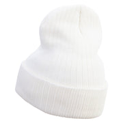 Made in USA Ant Logo Embroidered Heavy Ribbed Cuff Beanie - White OSFM