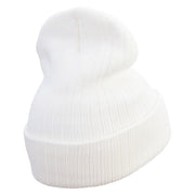 Made in USA Ant Logo Embroidered Heavy Ribbed Cuff Beanie - White OSFM