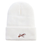 Made in USA Ant Logo Embroidered Heavy Ribbed Cuff Beanie - White OSFM