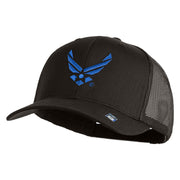 US Air Force Wing Embroidered Solid Cotton Twill Mesh Cap - Charcoal OSFM