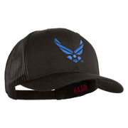 US Air Force Wing Embroidered Solid Cotton Twill Mesh Cap - Charcoal OSFM