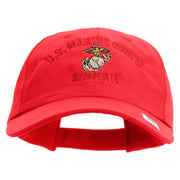 US Marine Corps Semper Fi Embroidered 6 Panel Unstructured Cotton Twill Cap Made in USA - Red OSFM