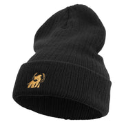 Made in USA Golden Mammoth Logo Embroidered Heavy Ribbed Cuff Beanie - Black OSFM