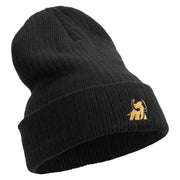 Made in USA Golden Mammoth Logo Embroidered Heavy Ribbed Cuff Beanie - Black OSFM