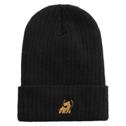 Made in USA Golden Mammoth Logo Embroidered Heavy Ribbed Cuff Beanie - Black OSFM