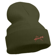 Made in USA Ant Logo Embroidered Heavy Ribbed Cuff Beanie - Olive OSFM