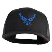 US Air Force Wing Embroidered Solid Cotton Twill Mesh Cap - Black OSFM