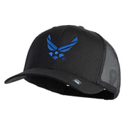 US Air Force Wing Embroidered Solid Cotton Twill Mesh Cap - Black OSFM