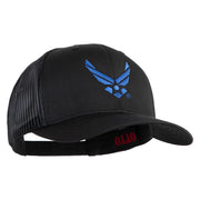 US Air Force Wing Embroidered Solid Cotton Twill Mesh Cap - Black OSFM