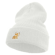 Made in USA Golden Mammoth Logo Embroidered Heavy Ribbed Cuff Beanie - White OSFM