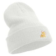 Made in USA Golden Mammoth Logo Embroidered Heavy Ribbed Cuff Beanie - White OSFM