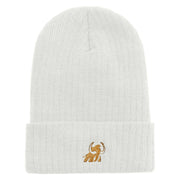 Made in USA Golden Mammoth Logo Embroidered Heavy Ribbed Cuff Beanie - White OSFM