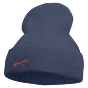 Made in USA Ant Logo Embroidered Heavy Ribbed Cuff Beanie - Navy OSFM