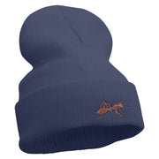 Made in USA Ant Logo Embroidered Heavy Ribbed Cuff Beanie - Navy OSFM