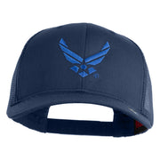 US Air Force Wing Embroidered Solid Cotton Twill Mesh Cap - Navy OSFM