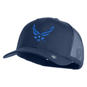 US Air Force Wing Embroidered Solid Cotton Twill Mesh Cap - Navy OSFM