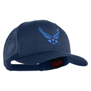 US Air Force Wing Embroidered Solid Cotton Twill Mesh Cap - Navy OSFM