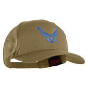 US Air Force Wing Embroidered Solid Cotton Twill Mesh Cap - Khaki OSFM