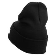 Made in USA Navy USN Veteran Logo Embroidered 12 Inch Solid Knit Cuff Long Beanie