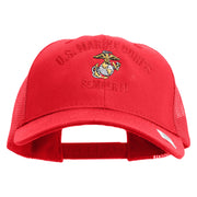 US Marine Corps Semper Fi Embroidered 6 Panel Structured Cotton Twill Mesh Cap Made in USA - Red OSFM