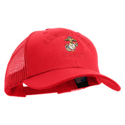 US Marine Corps Semper Fi Embroidered 6 Panel Structured Cotton Twill Mesh Cap Made in USA - Red OSFM