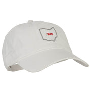 Ohio with Map Outline Embroidered Washed Cotton Twill Cap