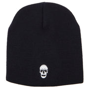 Halloween Skeleton Skull Embroidered 8 Inch Knitted Short Beanie