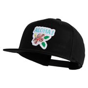 Hawaii State Flower with Aloha Iron on Patched Flexfit Snapback Style Cap - Black OSFM